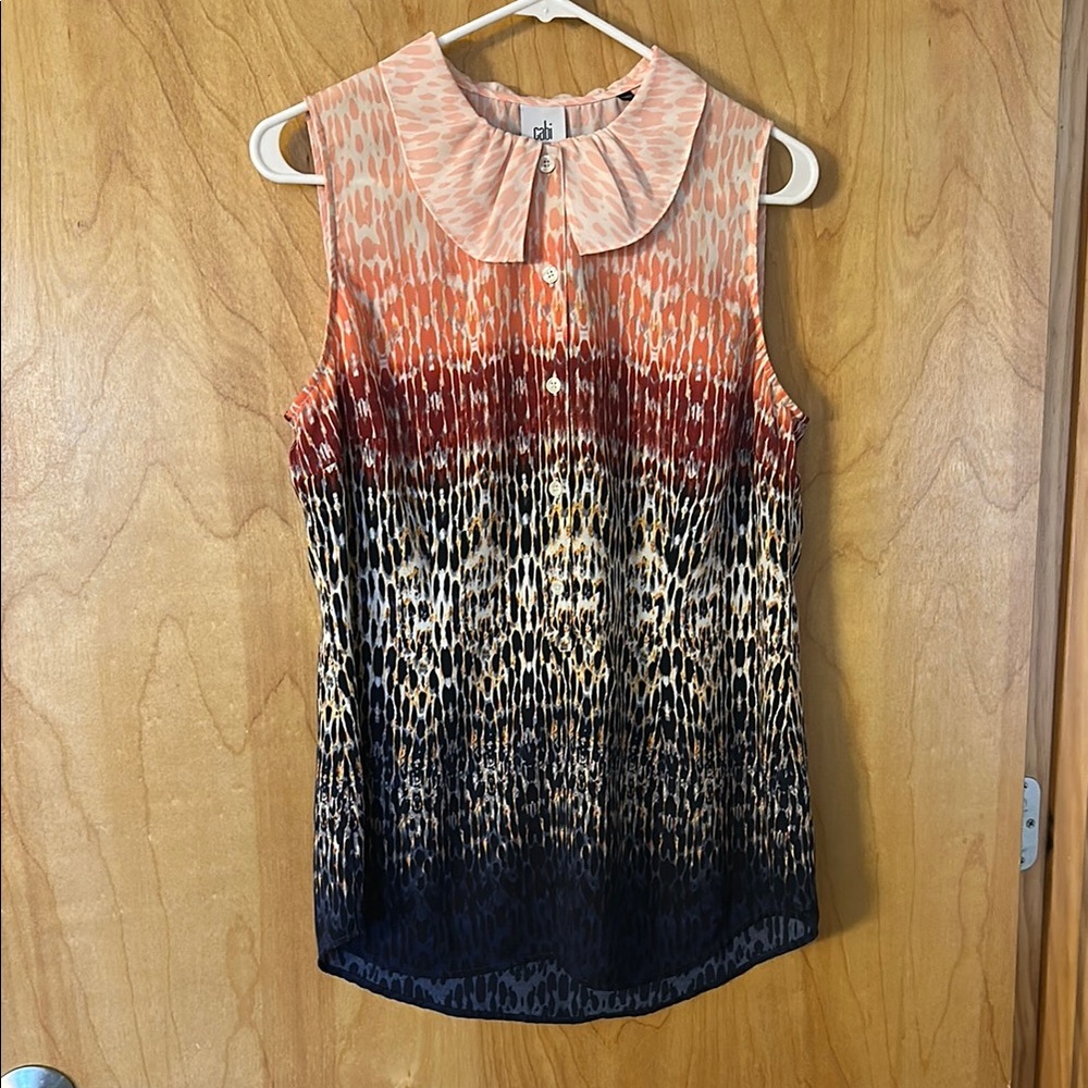 CAbi Women's Sleeveless Ombre Top - Peach, Orange, Maroon, Yellow and Blue
